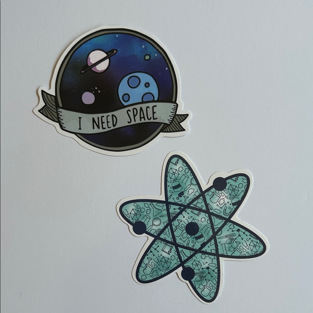 Space and Atom Themed Stickers